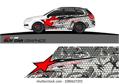 SUV Car Graphics vector for vinyl wrap. abstract star with grunge background