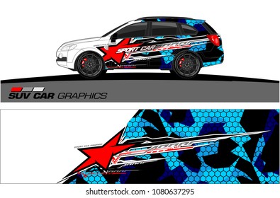 SUV Car Graphics vector for vinyl wrap. abstract star with grunge background