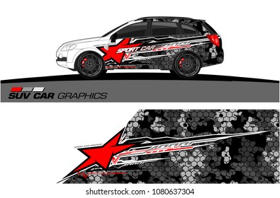 SUV Car Graphics vector for vinyl wrap. abstract star with grunge background