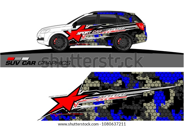 SUV Car Graphics vector for vinyl wrap.\
abstract star with grunge\
background