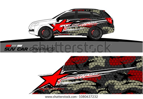 SUV Car Graphics vector for vinyl wrap.\
abstract star with grunge\
background
