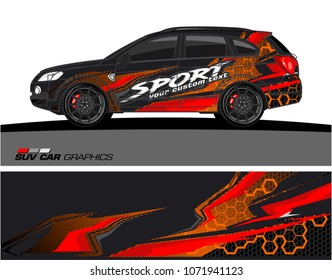 SUV Car Graphics for vinyl wrap. abstract Modern shape with grunge background
