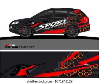 SUV Car Graphics for vinyl wrap. abstract Modern shape with grunge background
