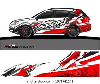 SUV Car Graphics for vinyl wrap. abstract Modern shape with grunge background
