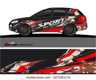 SUV Car Graphics for vinyl wrap. abstract Modern shape with grunge background
