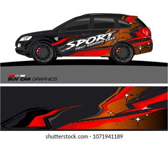 SUV Car Graphics for vinyl wrap. abstract Modern shape with grunge background
