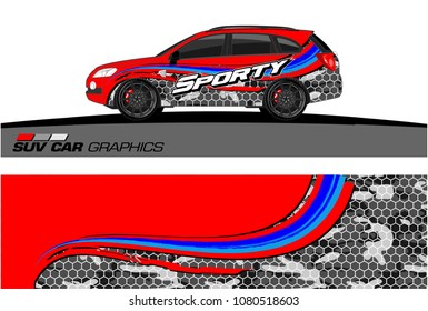 SUV Car Graphics for vinyl wrap. abstract Modern curved shape with grunge background
