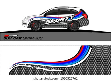 SUV Car Graphics for vinyl wrap. abstract curved shape with grunge background