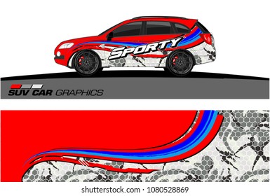 SUV Car Graphics for vinyl wrap. abstract curved shape with grunge background
