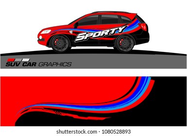 SUV Car Graphics for vinyl wrap. abstract curved shape with grunge background