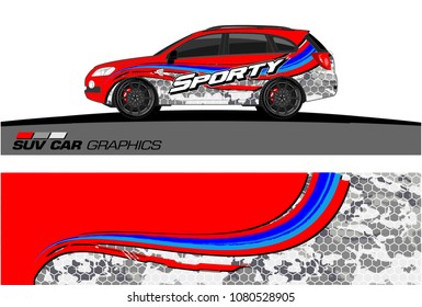 SUV Car Graphics for vinyl wrap. abstract curved shape with grunge background