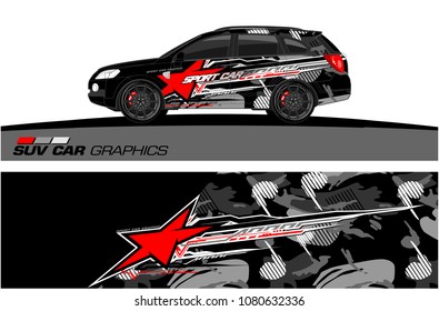 SUV Car Graphics for vinyl wrap. abstract star with grunge background
