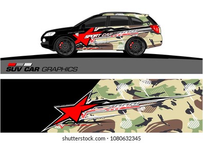 SUV Car Graphics for vinyl wrap. abstract star with grunge background
