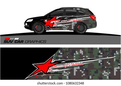 SUV Car Graphics for vinyl wrap. abstract star with grunge background
