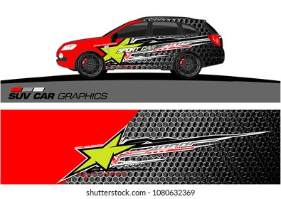 SUV Car Graphics for vinyl wrap. abstract star with grunge background
