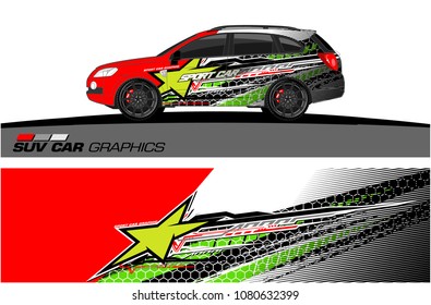 SUV Car Graphics for vinyl wrap. abstract star with grunge background
