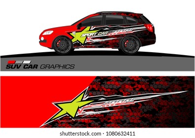 SUV Car Graphics for vinyl wrap. abstract star with grunge background
