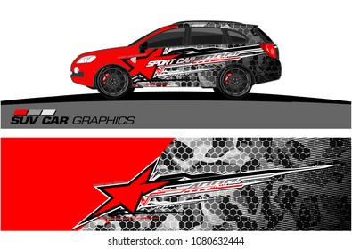SUV Car Graphics for vinyl wrap. abstract star with grunge background
