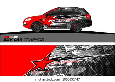 SUV Car Graphics for vinyl wrap. abstract star with grunge background
