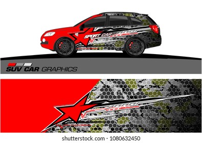 SUV Car Graphics for vinyl wrap. abstract star with grunge background
