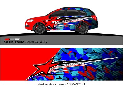 SUV Car Graphics for vinyl wrap. abstract star with grunge background
