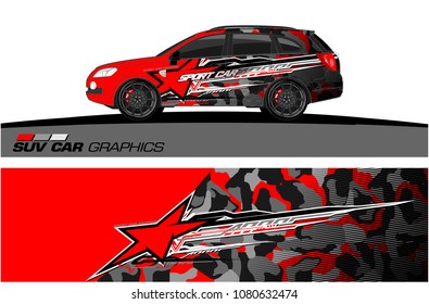 SUV Car Graphics for vinyl wrap. abstract star with grunge background
