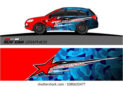 SUV Car Graphics for vinyl wrap. abstract star with grunge background
