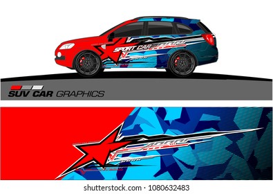 SUV Car Graphics for vinyl wrap. abstract star with grunge background
