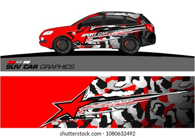 SUV Car Graphics for vinyl wrap. abstract star with grunge background

