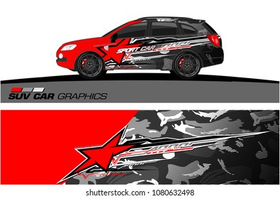 SUV Car Graphics for vinyl wrap. abstract star with grunge background
