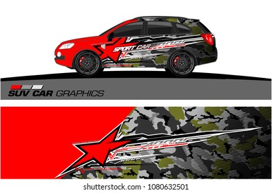SUV Car Graphics for vinyl wrap. abstract star with grunge background
