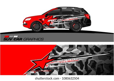 SUV Car Graphics for vinyl wrap. abstract star with grunge background
