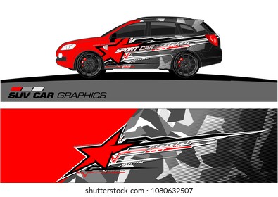 SUV Car Graphics for vinyl wrap. abstract star with grunge background
