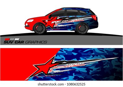 SUV Car Graphics for vinyl wrap. abstract star with grunge background
