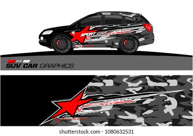 SUV Car Graphics for vinyl wrap. abstract star with grunge background
