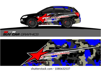 SUV Car Graphics for vinyl wrap. abstract star with grunge background
