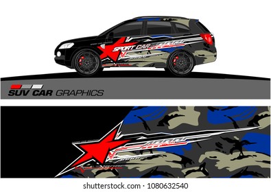 SUV Car Graphics for vinyl wrap. abstract star with grunge background
