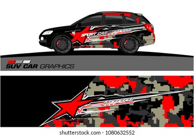 SUV Car Graphics for vinyl wrap. abstract star with grunge background
