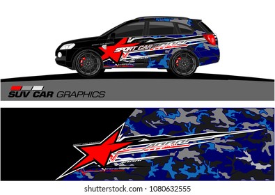 SUV Car Graphics for vinyl wrap. abstract star with grunge background
