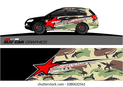 SUV Car Graphics for vinyl wrap. abstract star with grunge background
