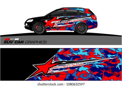 SUV Car Graphics for vinyl wrap. abstract star with grunge background
