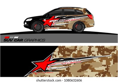 SUV Car Graphics for vinyl wrap. abstract star with grunge background
