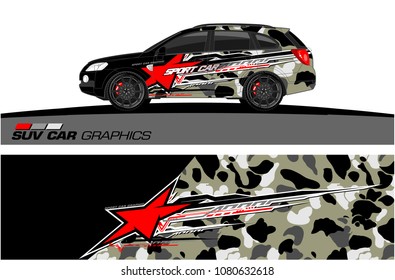 SUV Car Graphics for vinyl wrap. abstract star with grunge background
