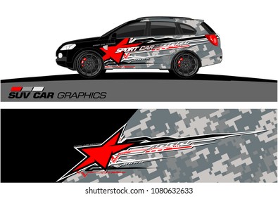 SUV Car Graphics for vinyl wrap. abstract star with grunge background

