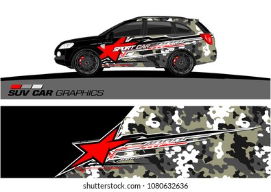 SUV Car Graphics for vinyl wrap. abstract star with grunge background
