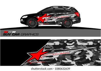 SUV Car Graphics for vinyl wrap. abstract star with grunge background
