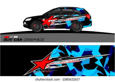 SUV Car Graphics for vinyl wrap. abstract star with grunge background
