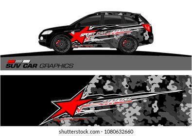 SUV Car Graphics for vinyl wrap. abstract star with grunge background
