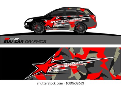 SUV Car Graphics for vinyl wrap. abstract star with grunge background
