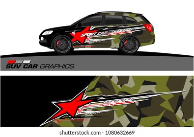 SUV Car Graphics for vinyl wrap. abstract star with grunge background

